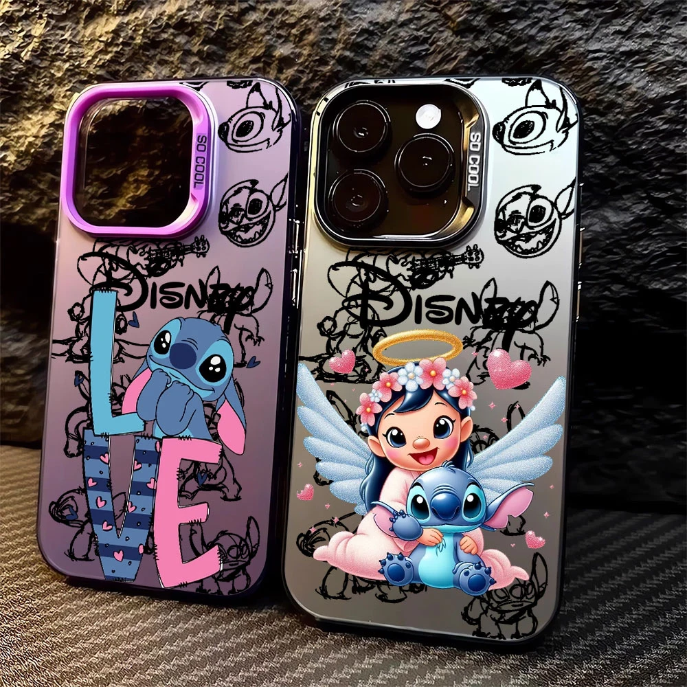 사랑스러운 스티치 릴로 만화 전화 케이스 삼성 갤럭시 S25 S24 S23 S22 S21 Note20 FE 울트라 플러스 4G 5G 안티 가을 매트 커버 - imagen 2