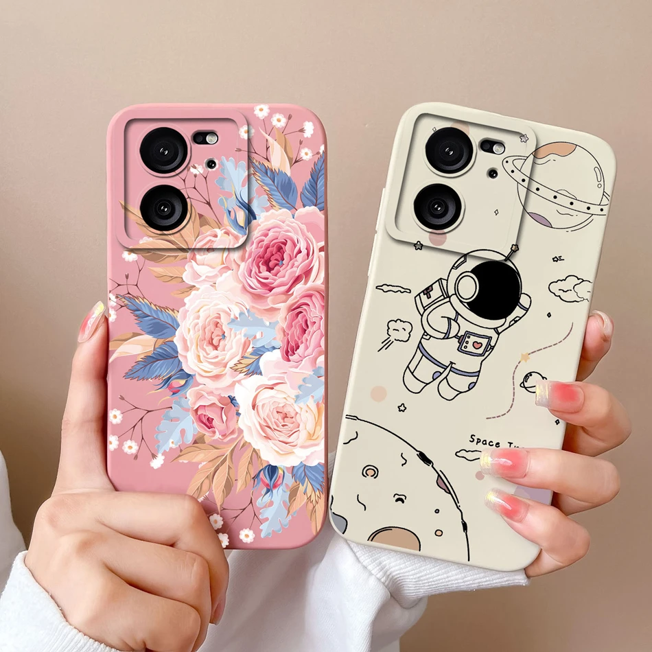 Funda para Xiaomi 13T Pro, funda de teléfono con flores pintadas de caramelo para Xiaomi 13 T 13TPro, funda de parachoques de silicona líquida suave a prueba de golpes - imagen 2