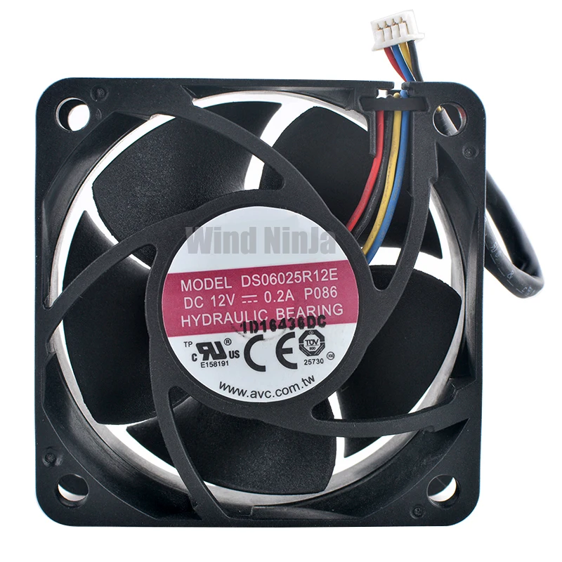 DS06025R12E ventilador de refrigeración silencioso para chasis, fuente de alimentación de CPU, 6cm, 60mm, 60x60x25mm, DC12V, 0.20A, 4 pines - imagen 2
