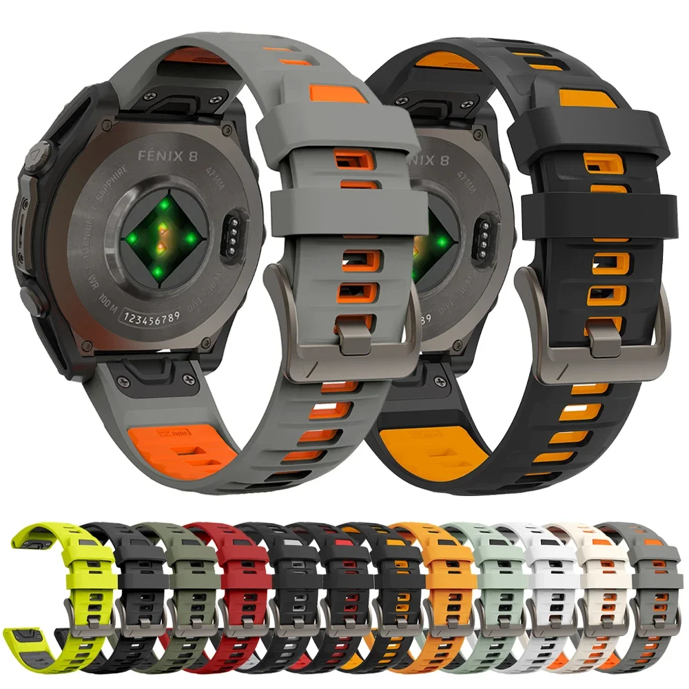 Correa de silicona QuickFit de 22mm y 26mm para Garmin Fenix 8 E 7X 7 Pro Solar/6X/Epix/Forerunner 965/Instinct 2X/Enduro 3 banda oficial