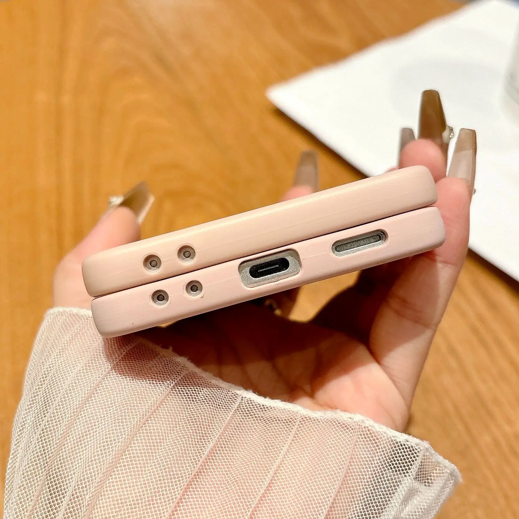 Funda armadura de Color caramelo delgada mate de lujo para Samsung Galaxy Z Flip 7 6 5 zflip 4 3 Flip7 funda de silicona líquida sólida a prueba de golpes - imagen 5