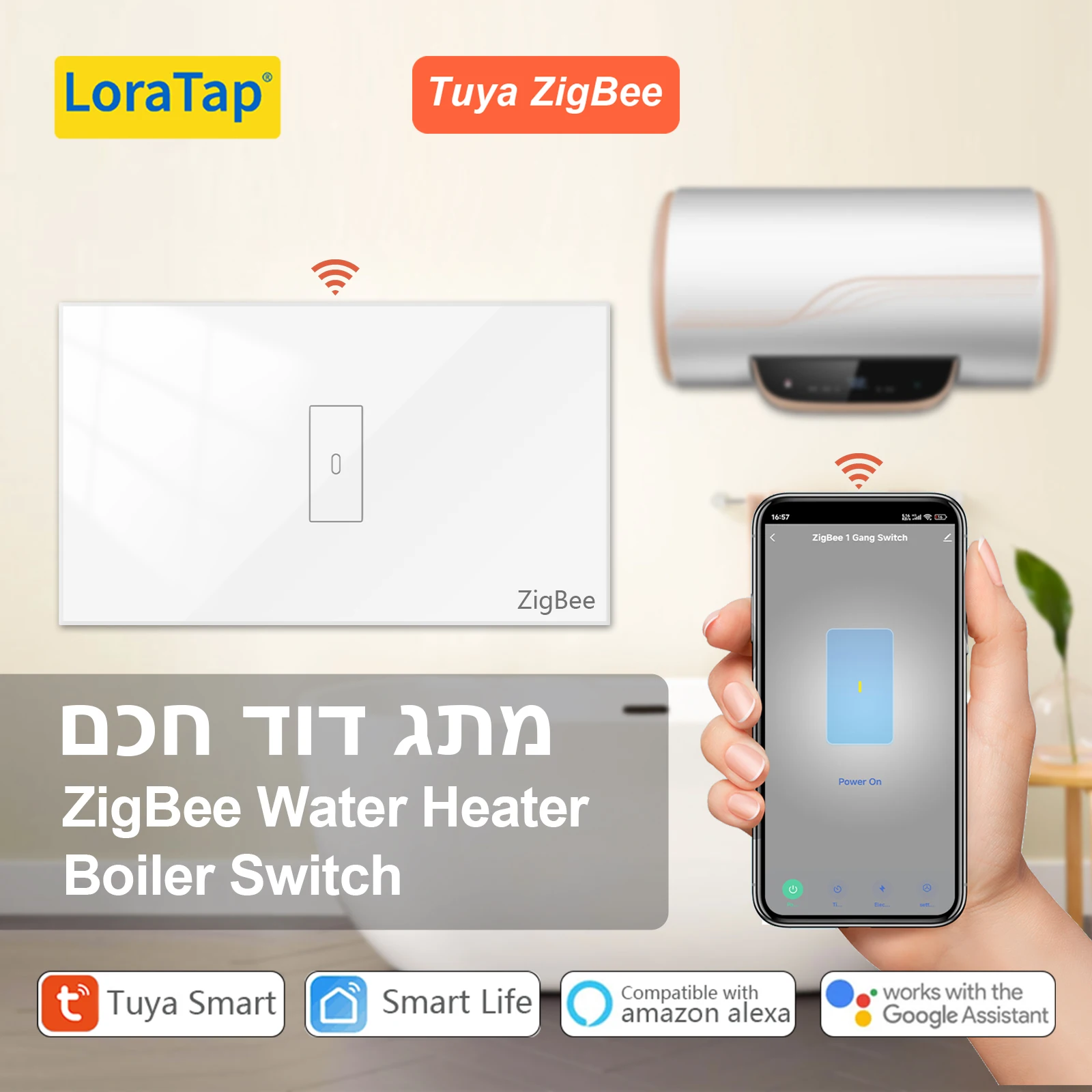 LoraTap Tuya Smart Life ZigBee caldera calentador de agua interruptor monitoreo del consumo de energía Control remoto asistente de Google Alexa