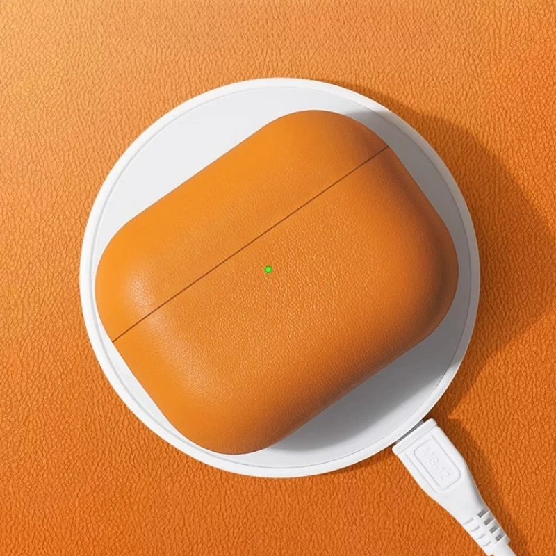 Funda de cuero para AirPods Pro 2, funda para AirPods 4 3 Pro3, accesorios para auriculares Bluetooth, piel de vaca con patrón de lichi y hebilla - imagen 4