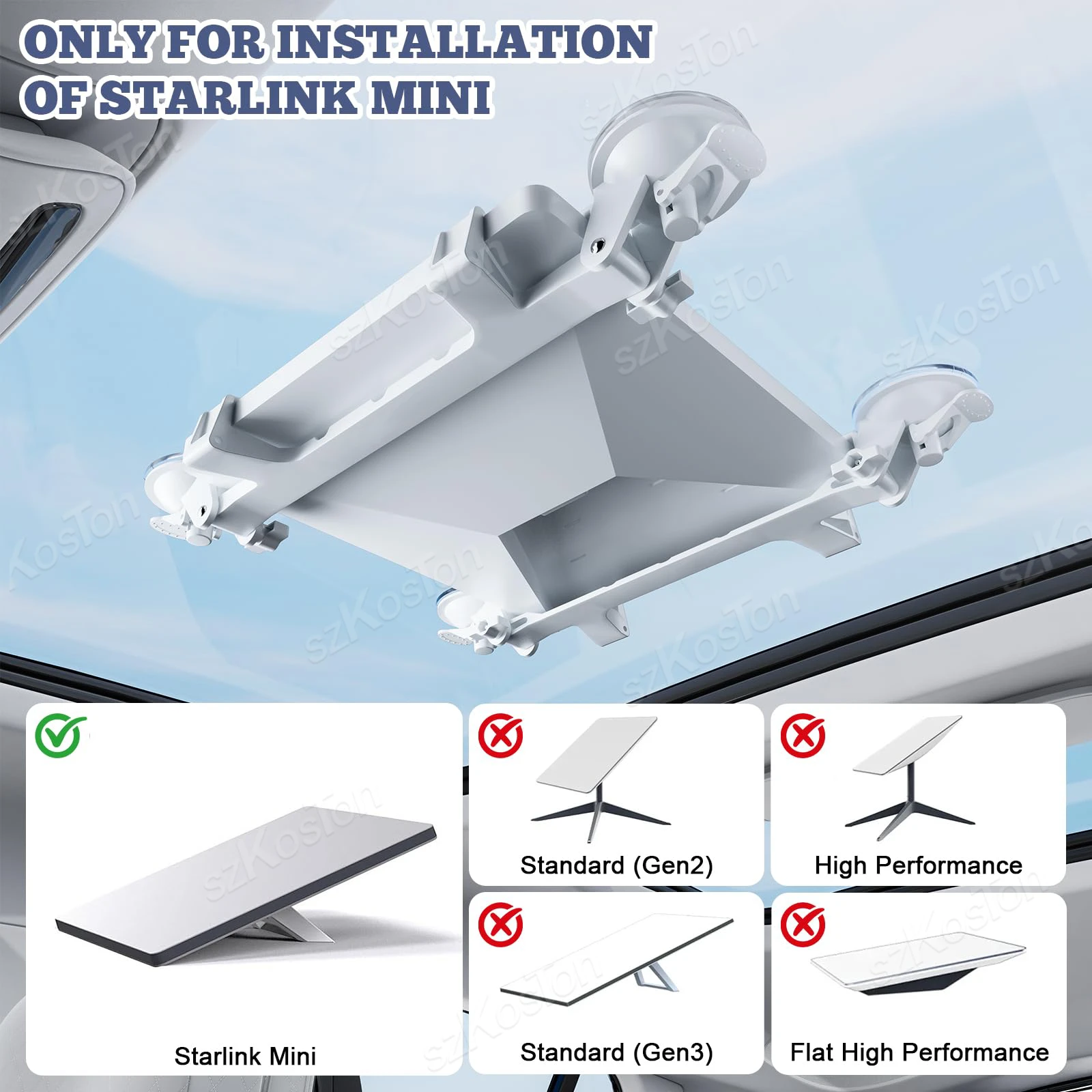 Soporte de ventosa portátil para Starlink, Mini ventana de coche de viaje y techo solar, Kit de soporte de ventosa para RV, camión, barcos, montaje de vidrio - imagen 5