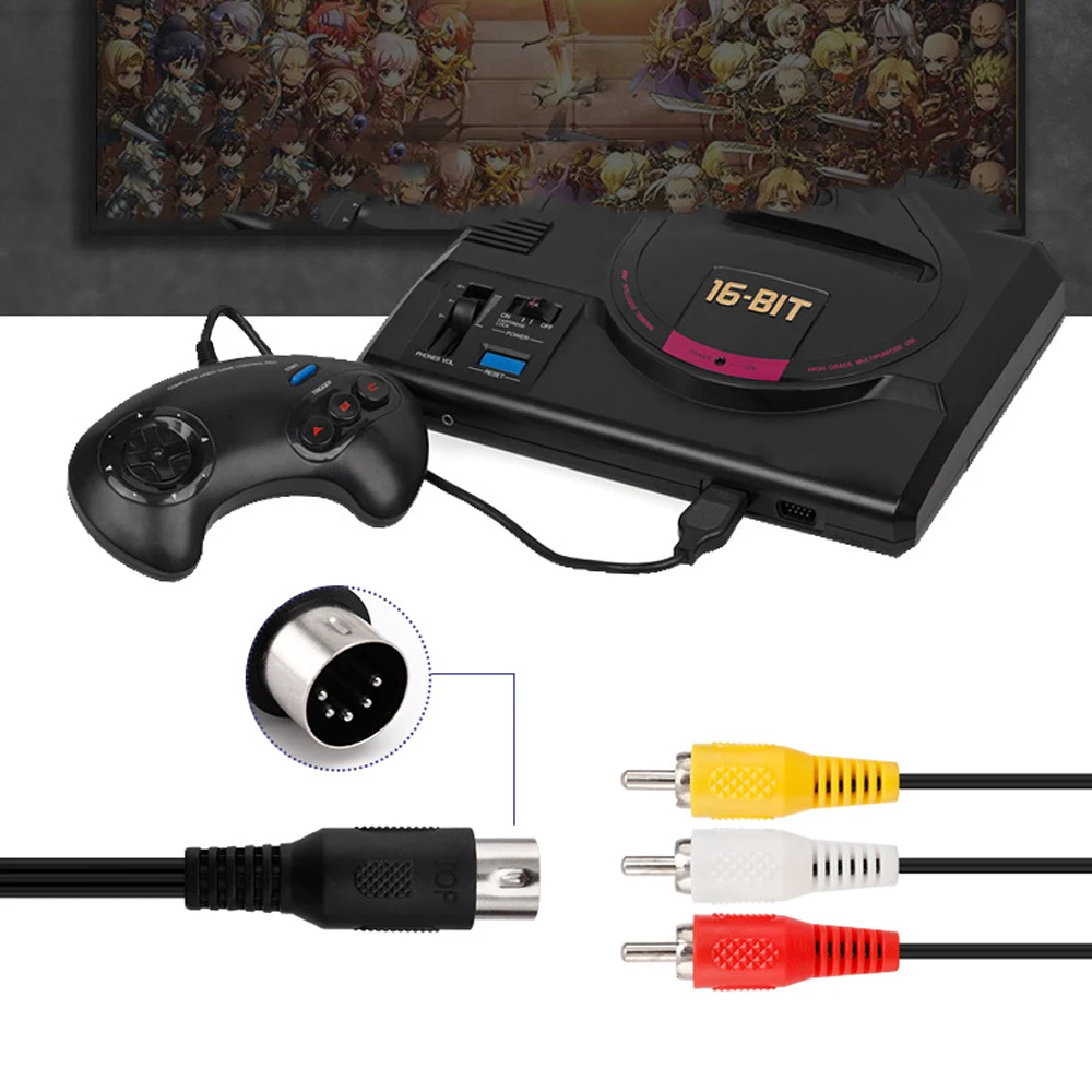 Cable de Audio y vídeo AV de alta calidad de 1,8 m para SEGA Mega Drive 1 Cable 3RCA para cable Genesis 1 - imagen 3