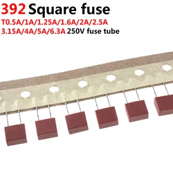 Fusible cuadrado de plástico, placa de alimentación de 100 piezas, 250V, 392, T0.5A, 1A, 1.25A, 1.6A, 2A, 2.5A, 3.15A, 4A, 5A, 6.3A, 8A, LCD, de uso común
