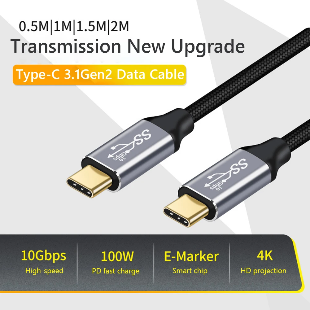 Cable USB tipo C 3,1 Gen2, cable de carga rápida de 10Gb, 4K, 5A, 100W, sincronización de datos para Macbook, teléfono móvil - imagen 4