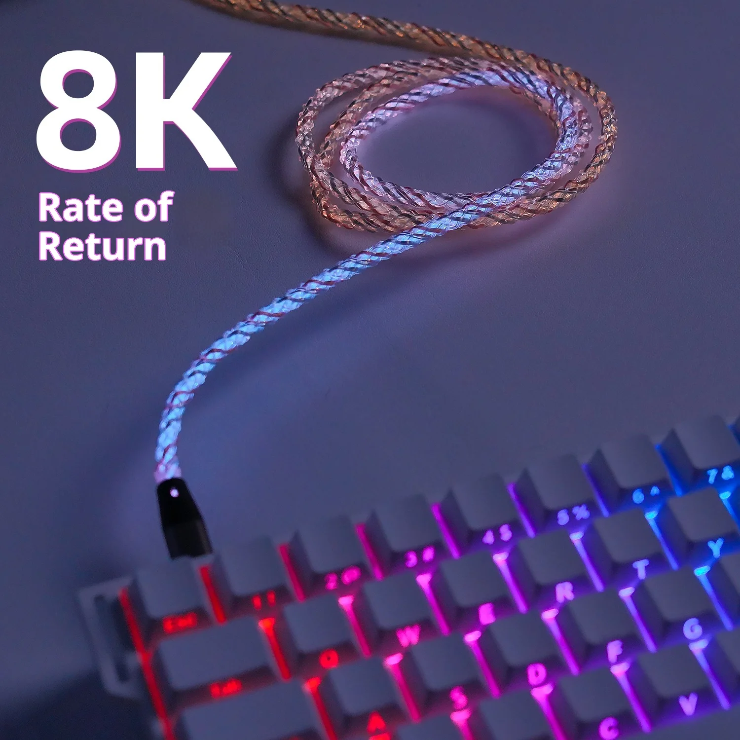 LEOBOG-Cable de datos 8K para teclado mecánico, eje magnético, luz RGB colorida, Cable de datos de tasa de retorno TPE, Cable para juegos de ordenador portátil y PC - imagen 3