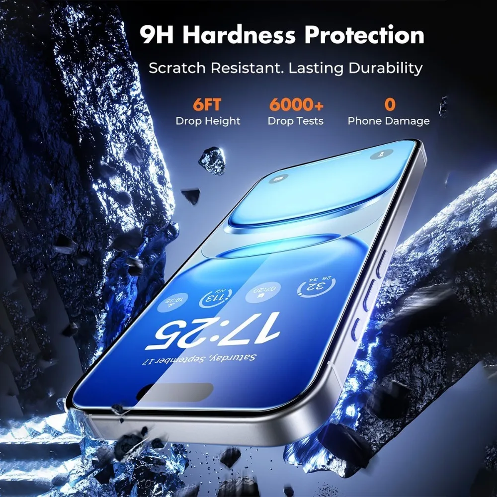 5 uds cubierta completa de vidrio templado para iPhone 17 16 15 Pro Max 14 13 12 11 Pro 15 14 Plus 13 12 Mini XS XR Ultra HD Protector de pantalla - imagen 2