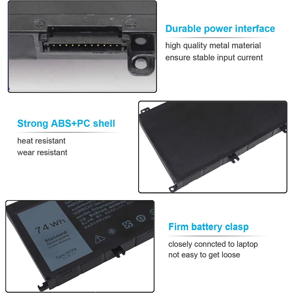 74Wh 357F9 71JF4 Batterie pour ordinateur portable Dell Inspiron 15 7000 Gaming 7559 7557 7567 7566 7759 i7559 15 5576 5577 INS15PD Série 15-7559 071JF4 P57F P65F P65F001 0GFJ6 0357F9 - imagen 3
