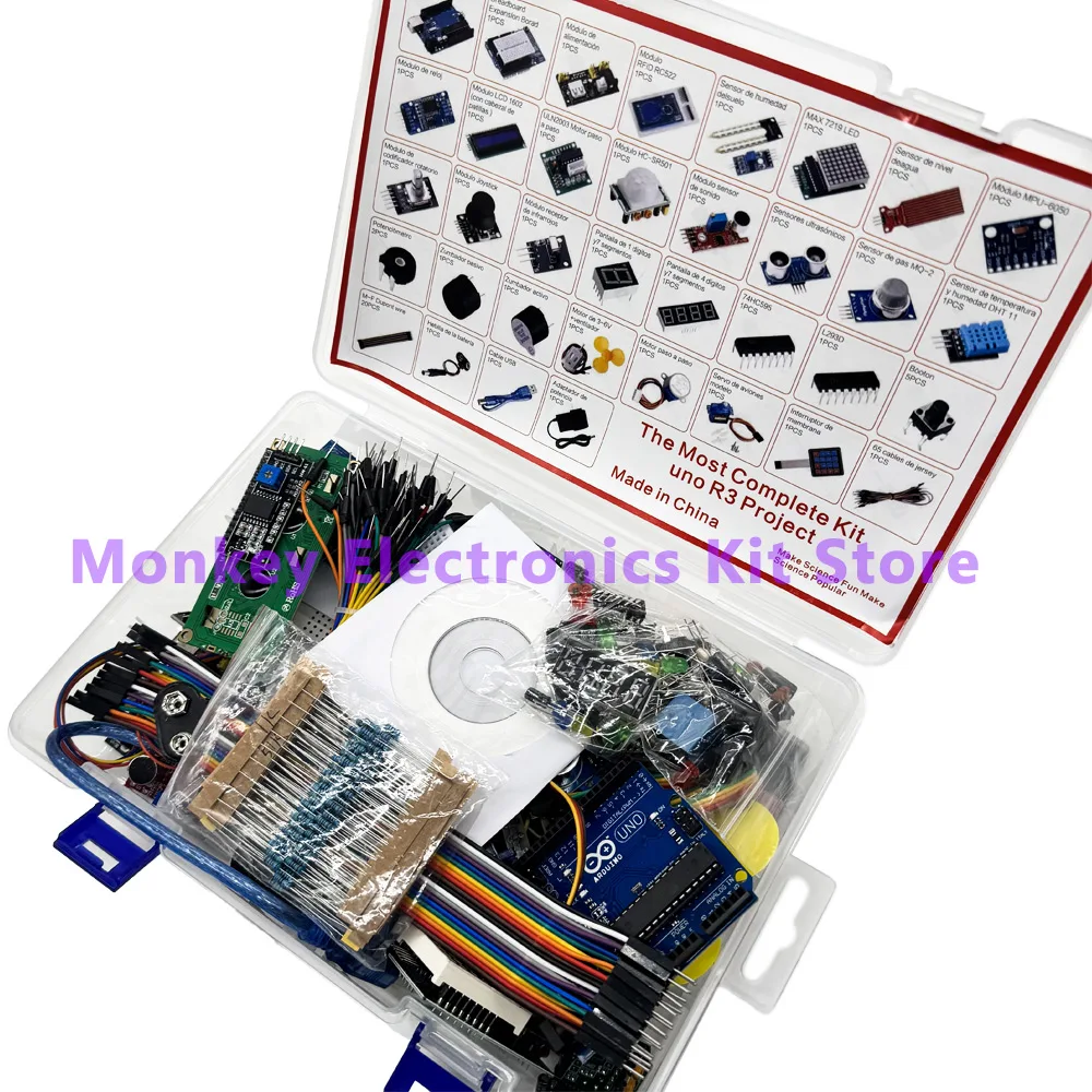 Kit de aprendizaje inicial de versión completa para proyecto de programación de tablero R3, Kit inteligente para principiantes de laboratorio de electrónica DIY para IDE R3 - imagen 5
