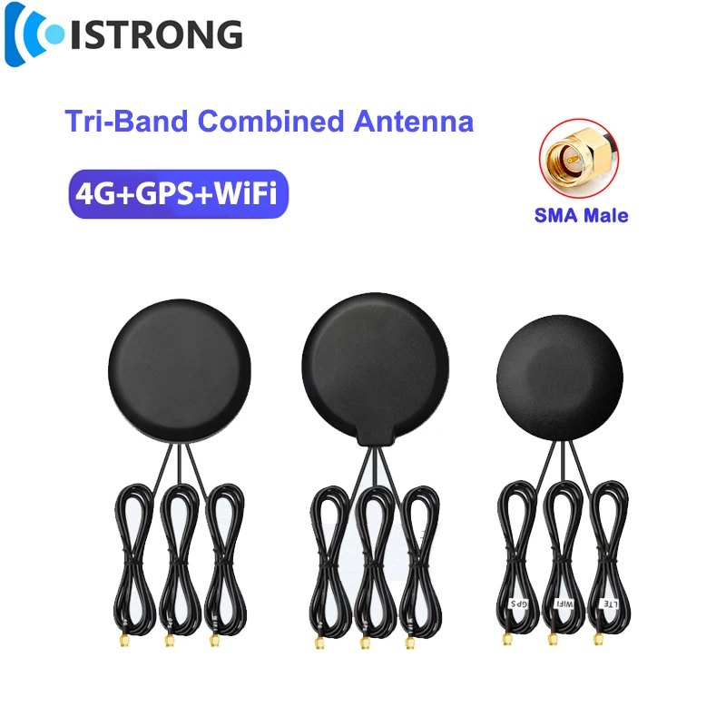 Amplificador de antena de posicionamiento de gabinete impermeable al aire libre, 4G + GPS + WiFi, antena combinada de tres bandas, 5/5/28dBi, aumento de señal de largo alcance