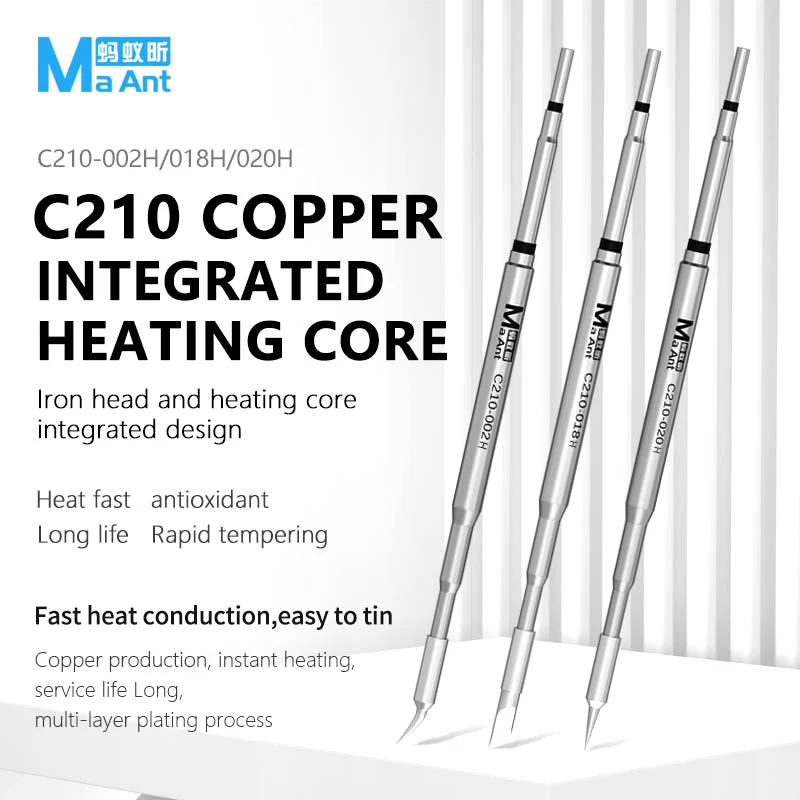 MaAnt-NÚCLEO DE CALENTAMIENTO integrado de cobre serie C210 H para teléfono móvil, computadora, placa base, PCB, IC, SMD, reparación, soldadura, punta de hierro, herramienta
