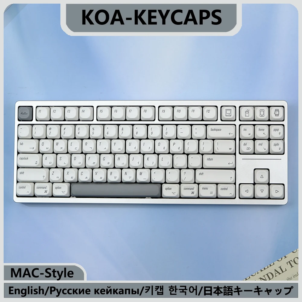 KBDiy 138 teclas japonés coreano Keycap KOA perfil PBT para teclado mecánico ISO MAC estilo ruso blanco Keycaps personalizado 7U