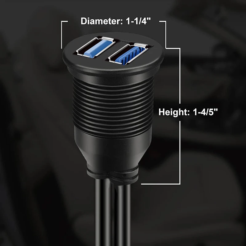 Cable de extensión de montaje empotrado para Panel de salpicadero, USB Dual 3,0/2,0, 1m, 3 pies, 2 puertos para coche, camión, barco, motocicleta, Cable impermeable - imagen 5