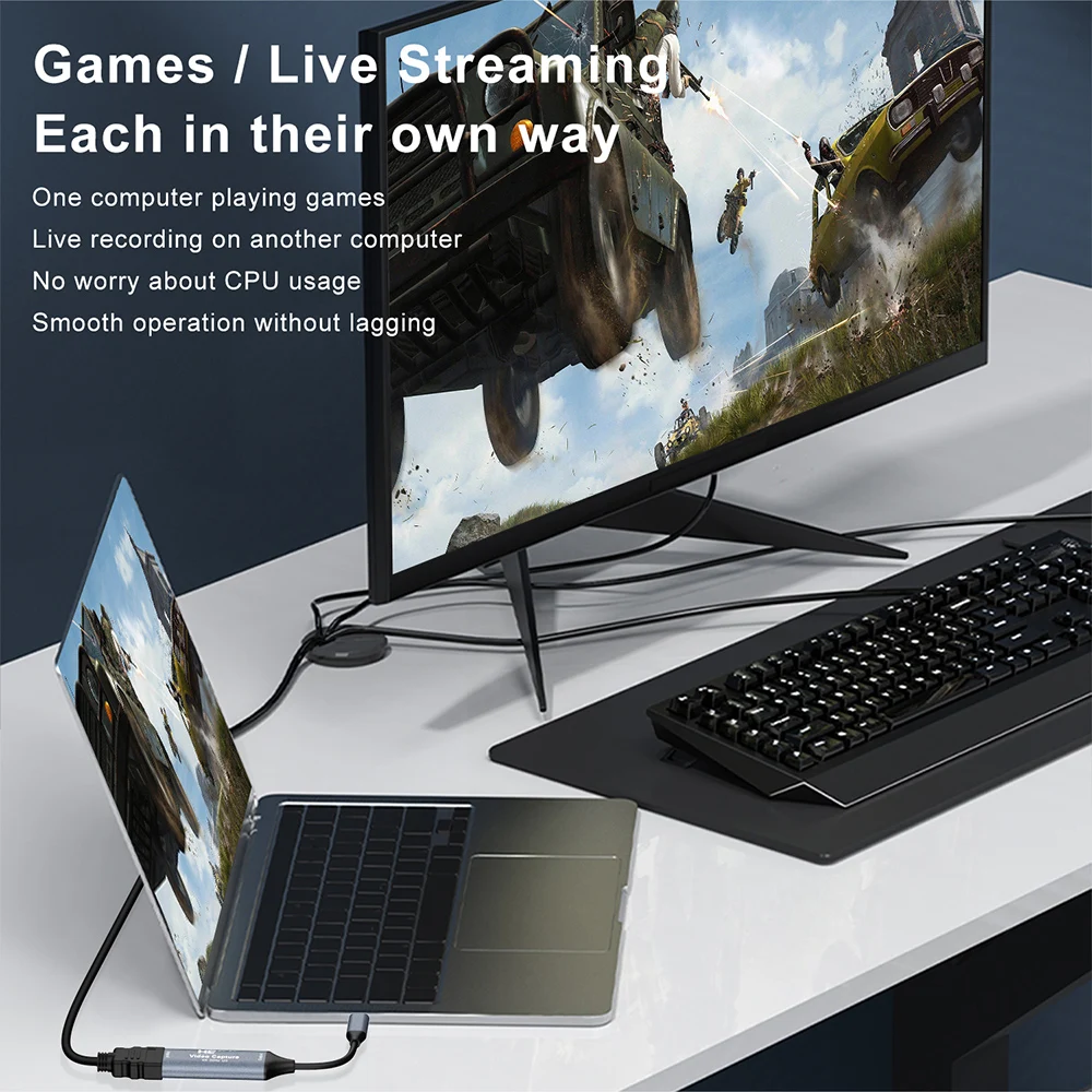 Caja de captura de vídeo Compatible con HDMI tipo C 2,0, dispositivo de captura de juegos para Macbook, PS4, PC, ordenador, portátil, grabación de cámara DVD - imagen 3