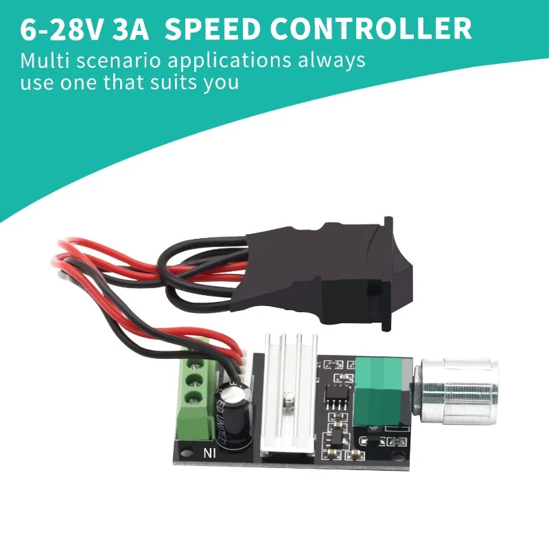 2 uds 6V 12V 24V 28V 80W PWM controlador de velocidad del Motor de CC 1203BB controlador de Motor de CC 3A controlador de Motor interruptor Reversible ajustable - imagen 4
