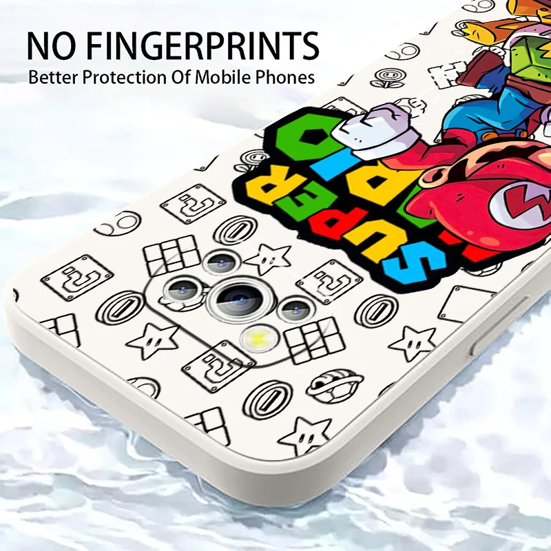 S-Super m-marios b-bros cuerda izquierda líquida para Xiaomi Mi Poco X6 X5 X4 X3 M6 M5 M5S M4 M3 F5 F4 F3 Pro 5G funda de teléfono - imagen 5