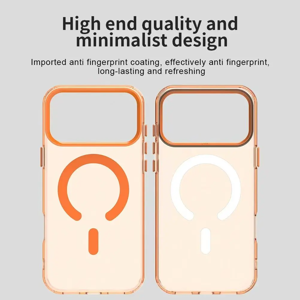 17ProMax Funda transparente ultrafina para PC Magsafe para iPhone 17 Pro Max 17 Air Clear Color naranja Funda de lujo a prueba de golpes - imagen 2