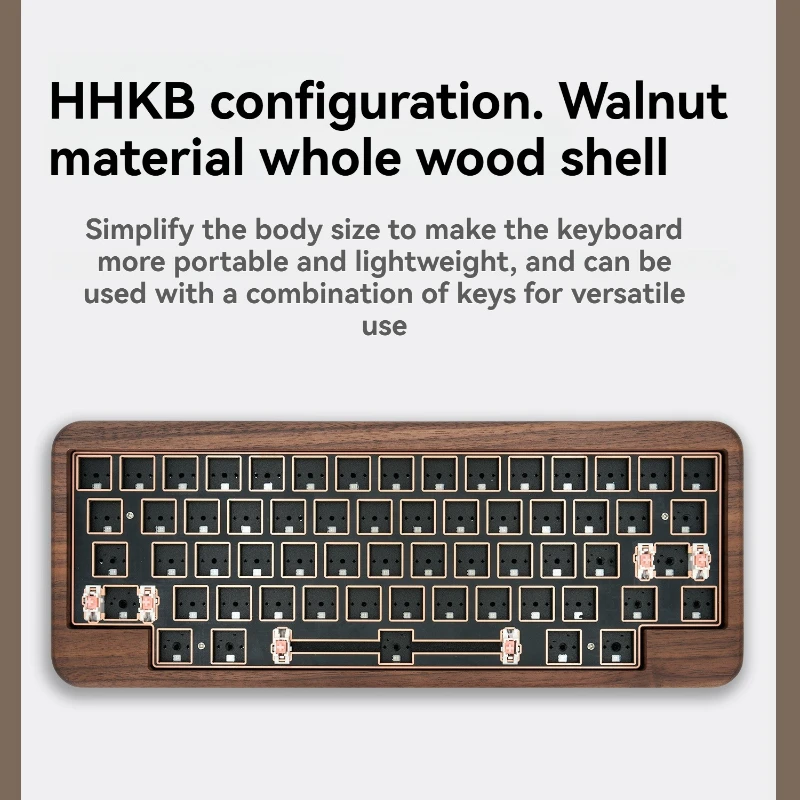 Kit de teclado mecánico multimodo con diseño HHKB, 60 teclas, personalizado, nogal, RGB, intercambio en caliente, ergonómico, para juegos, DIY - imagen 3