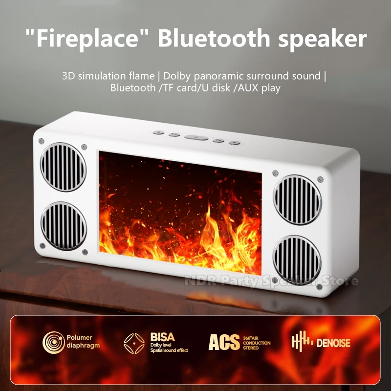 Nueva lámpara de llama de simulación para el hogar con Audio inalámbrico Bluetooth, luz nocturna de ambiente para dormitorio, altavoces pequeños de escritorio de alta calidad de sonido - imagen 2