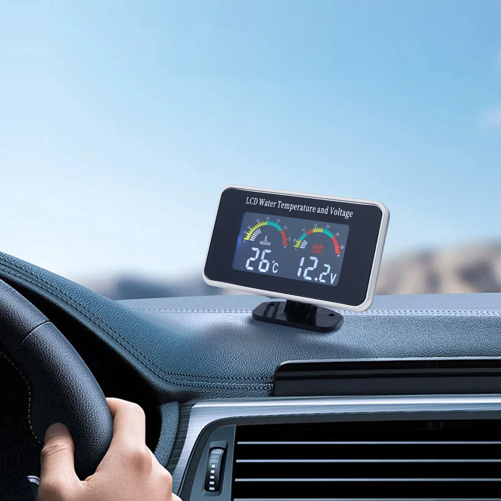 Impermeable LCD Digital coche camión voltímetro agua temperatura sensor de temperatura 10mm Temperatura medidor 12V voltaje - imagen 4