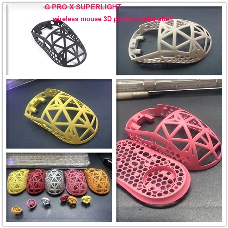 Compatible con carcasa de ratón inalámbrico G PRO X SUPERLIGHT, Kit de funda inferior hueca ligera con estampado 3D DIY Mini edición limitada