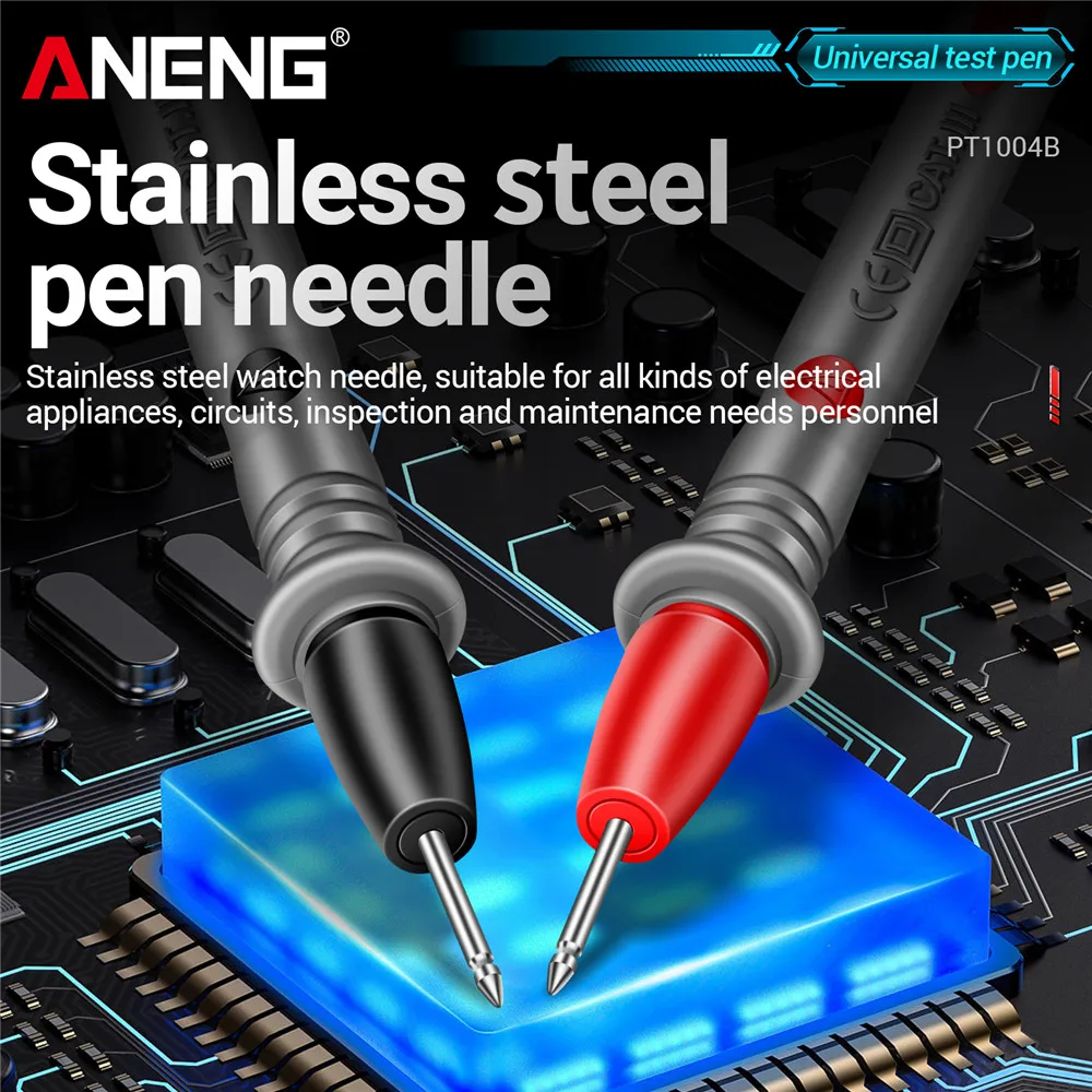 ANENG multímetro Digital pluma de prueba cables de sonda 1000V 10A punta de aguja Universal PT1004B herramientas de soldadura resistentes al calor anti-quemaduras - imagen 3