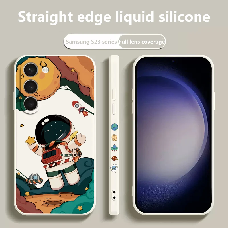 Funda de teléfono con dibujos de astronauta espacial para Samsung, carcasa bonita para Galaxy A14, A34, A13, A33, A53, A32, A52, S23 Ultra, S22 Plus, S21 FE - imagen 2