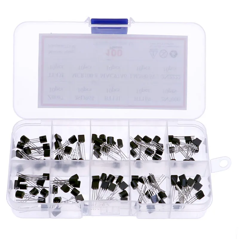 Kit de tiristor de triodo, caja de 10 valores, Z0607, 2SD965, BT131, BT169, 2N7000, TL431, MCR100-8, MAC97A6, LM2950-5V, 2N2222, 100 Uds.