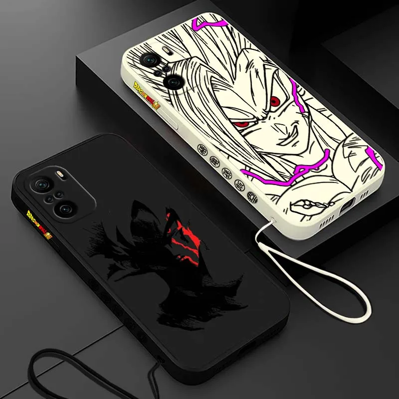 D-Dragon Ball Cool Son Goku Art para Xiaomi Redmi Note 14 13 12 11 10 9 8 Pro Plus 4G 5G cubierta de la caja del teléfono de cuerda izquierda líquida
