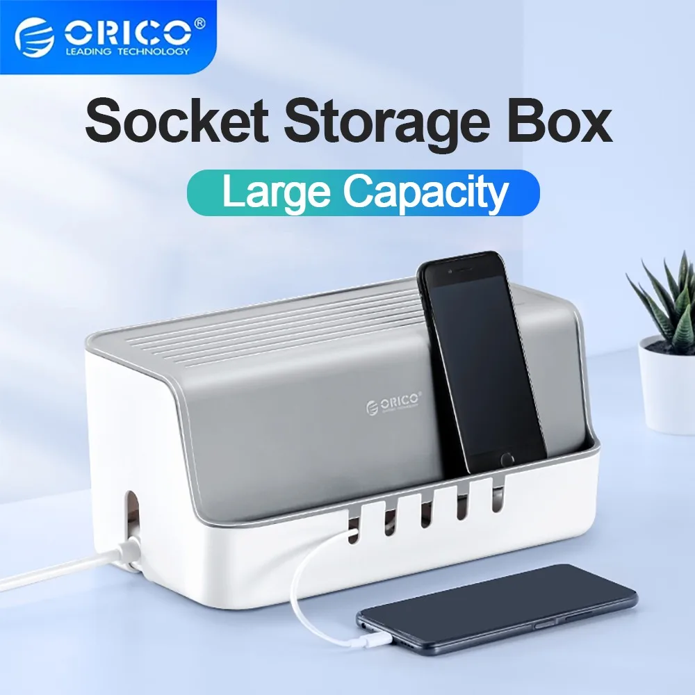 ORICO-caja de regleta para organizar el almacenamiento, protección a prueba de polvo, filtro de red de enchufe, caja de almacenamiento de batería, bricolaje