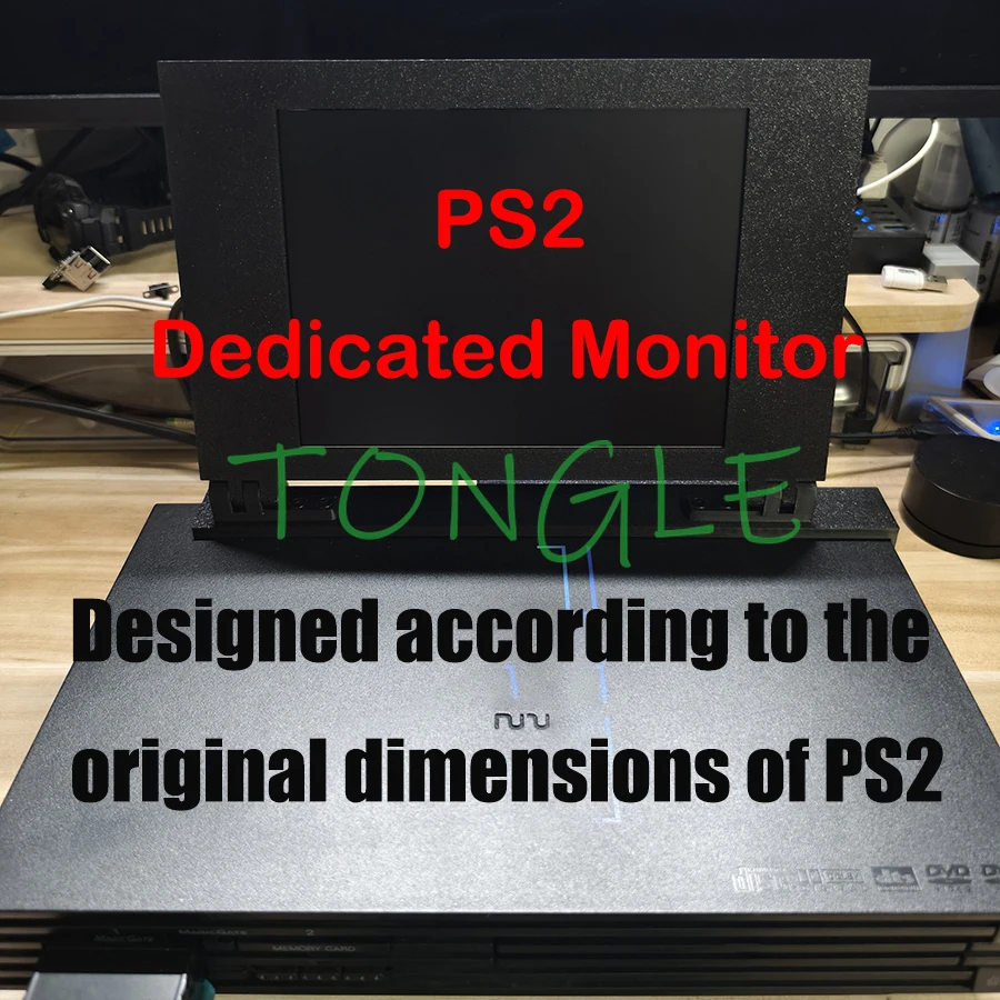 Impresión 3D Consola de juegos de 8 PULGADAS Pantalla portátil Mini monitor LCD con estéreo para PS2 PS 2 Versión gruesa - imagen 4