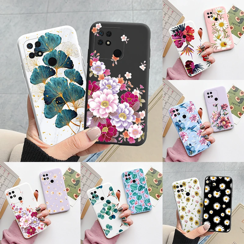 Para Redmi 10C 10 C 10A Funda Vintage flores hojas Funda protectora TPU Capa para Xiaomi Redmi 10C 10 A Funda protectora