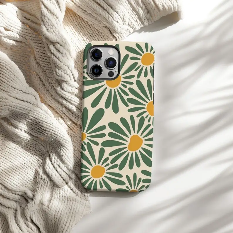 Funda de teléfono Retro Daisy Floral de verano a la moda para iPhone 16 15 14 13 12 11 Pro Max XS XR XSMax 6 7 8 Plus cubierta dura HD brillante para PC - imagen 3
