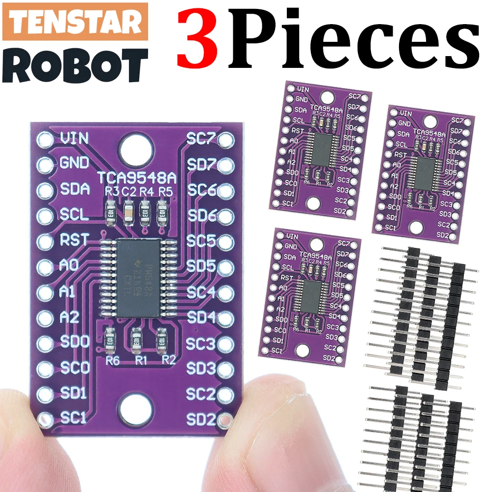 TENSTAR 3 uds TCA9548 módulo de interruptor I2C de 8 canales con reinicio TCA9548A 1 a 8 placa de expansión de Sensor I2C