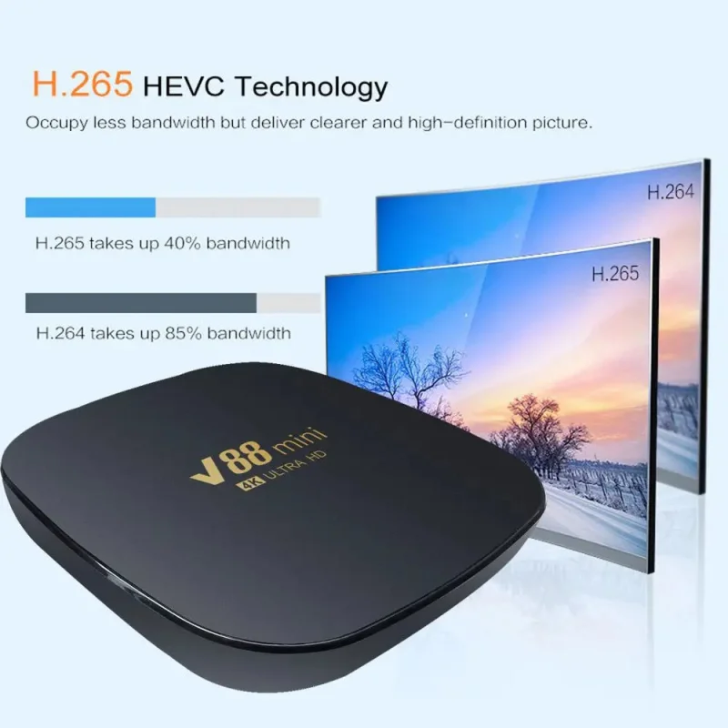 V88 mini TV Box Android 11 Reproductor de Medios WiFi 4G HD 4K 3D HDR10 H.265 Allwinner H3 Quad Core 8GB 128GB Set-top Box Inteligente iptv - imagen 5