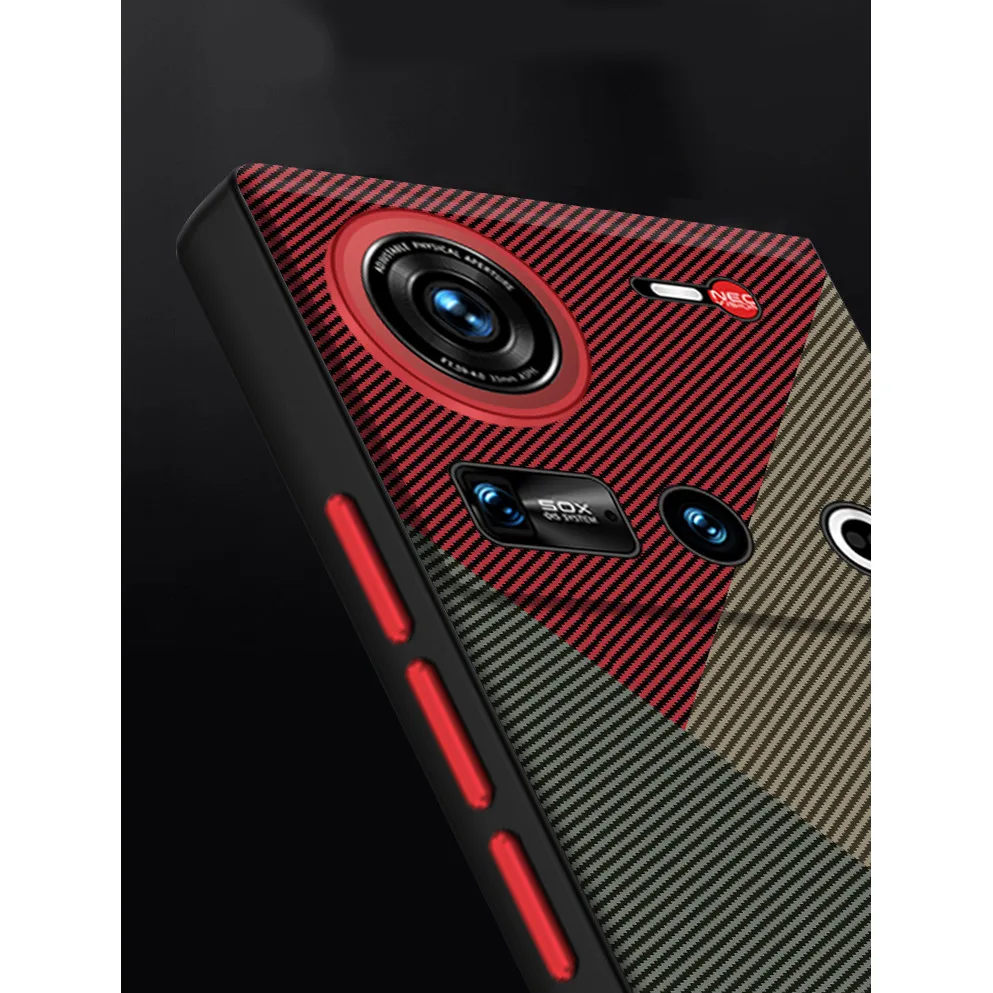 Para ZTE Nubia Z70 Ultra, Z70S Ultra funda ELVEV Anti-huella digital triángulo empalme PU cuero duro PC cubierta de teléfono - imagen 2