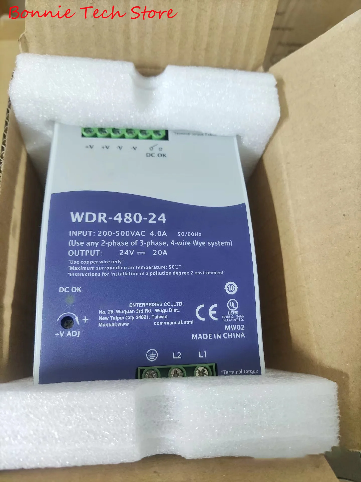 WDR-480-24 para MEAN WELL 480W Fuente de alimentación industrial de carril DIN de salida única - imagen 3