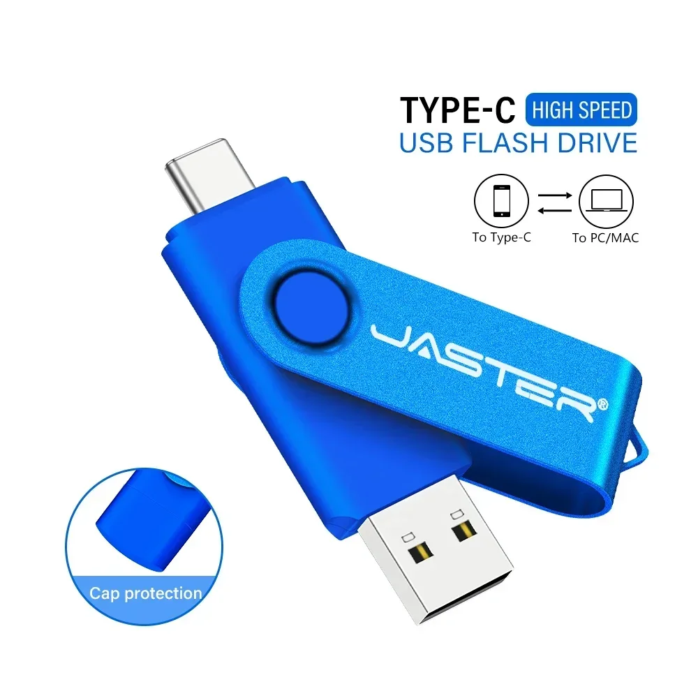Unidad Flash USB TYPE-C, 128GB, llavero gratis, unidad de bolígrafo de 64GB, regalo de negocios creativo, memoria roja, capacidad Real, disco U azul 32G
