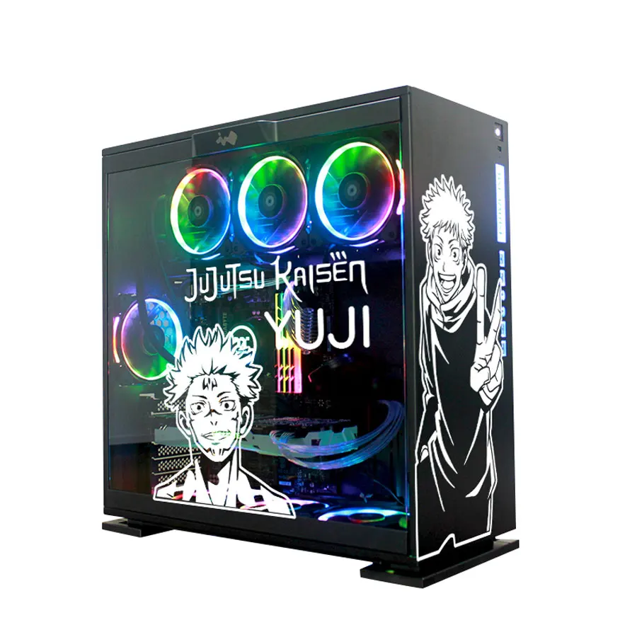 Satoru Gojo pegatinas de anime para caja de PC Atx, calcomanías decorativas de grafiti de dibujos animados para la piel del chasis de la computadora, pegatina hueca - imagen 4