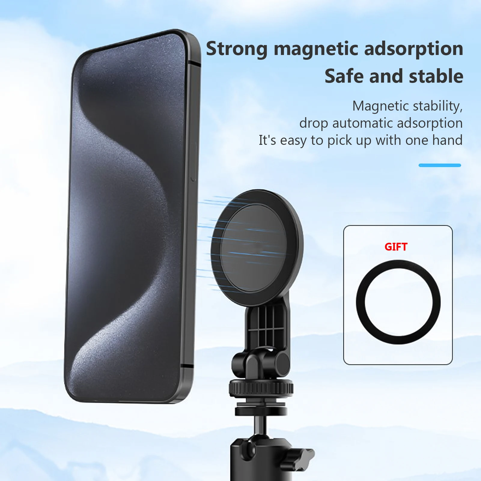 【11.11 Sale】Magnetic Phone Tripod Mount, Cold Shoe & 1/4" Thread for  15-12/, Portable 3-in-1 Holder - imagen 5