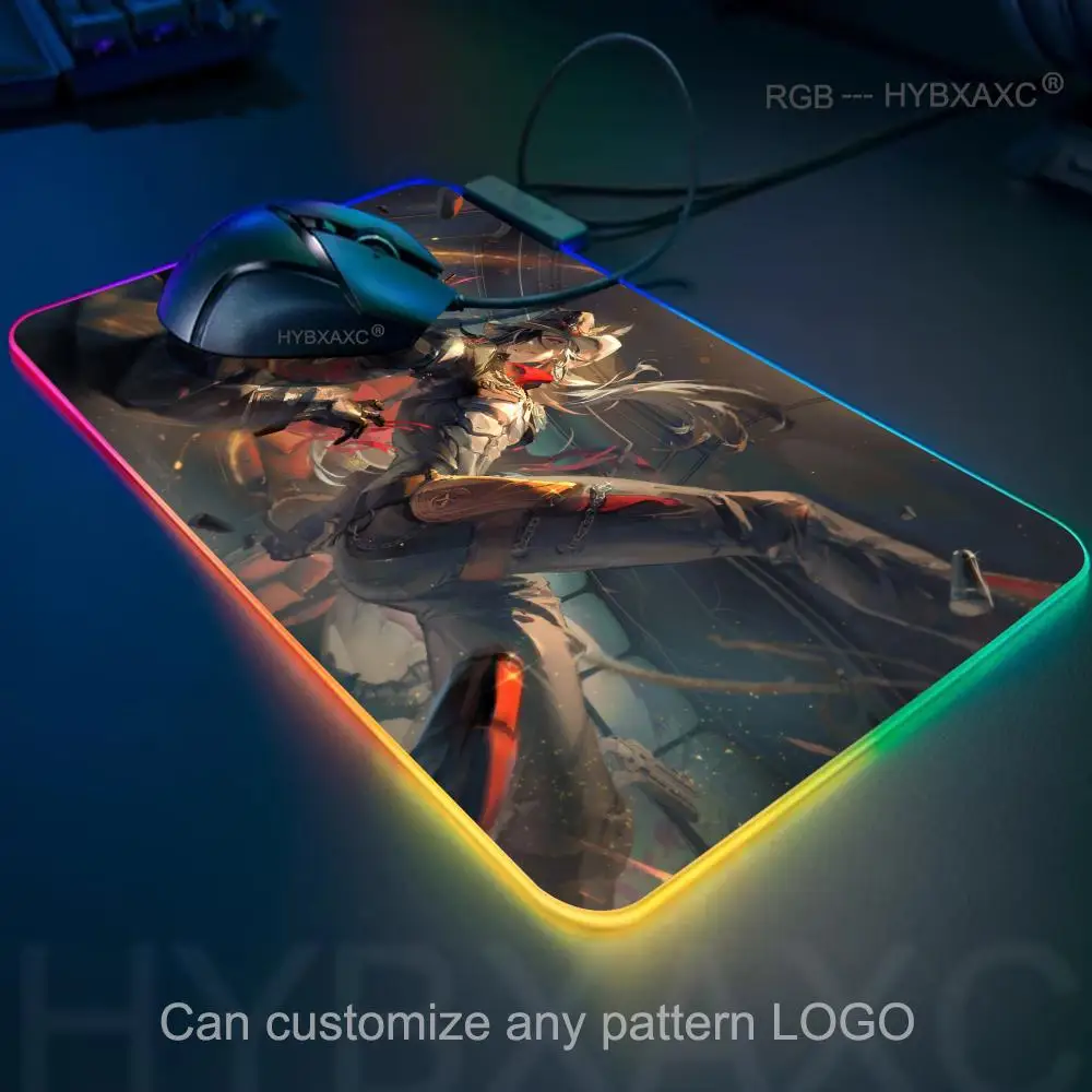 Alfombrilla de ratón Boothill RGB Gaming Honkai Star Rail, alfombrilla de escritorio HD para Gamer, alfombrillas de ratón XXL con luz LED grande, alfombra para ordenador y PC - imagen 2