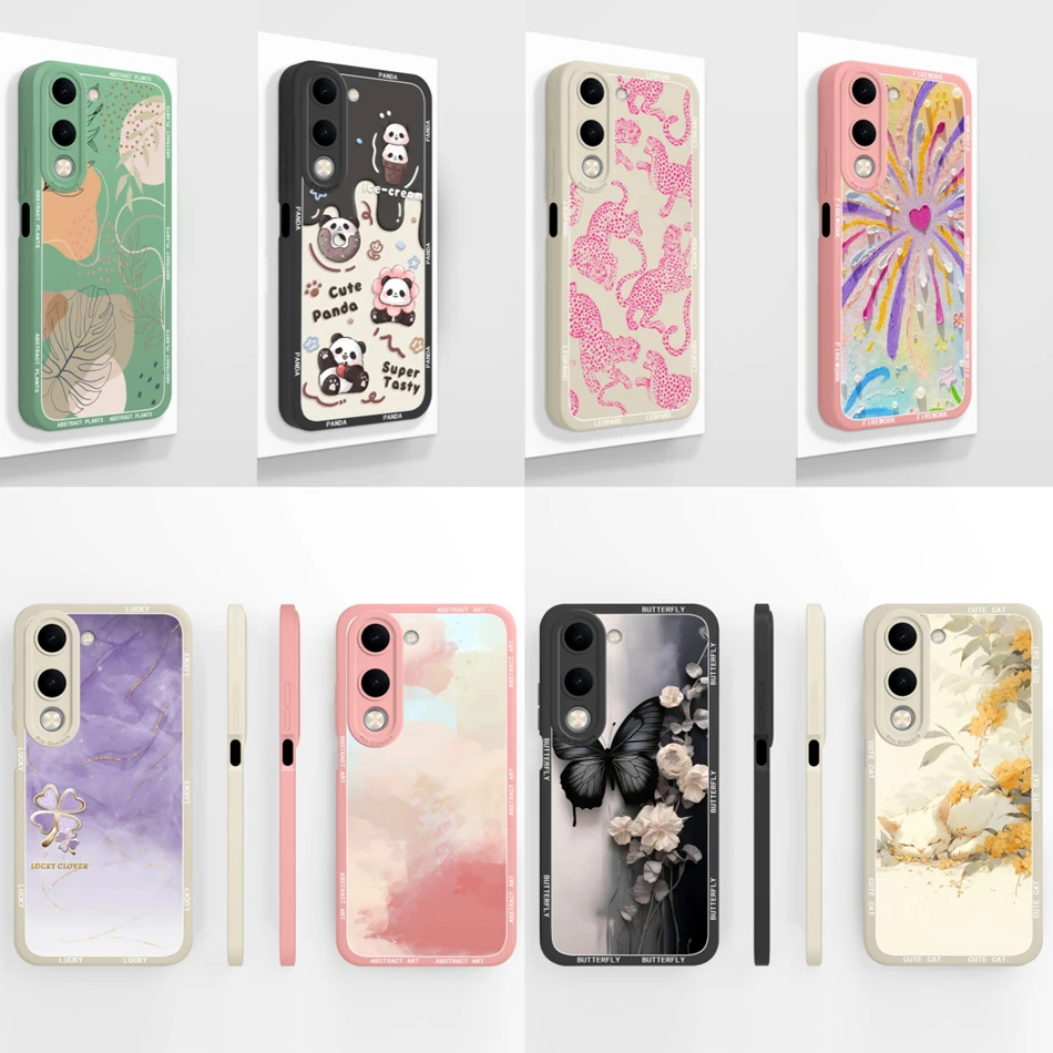 Para Vivo Y04 Y03 Y03T funda de teléfono Color degradado cubierta a prueba de golpes para Vivo Y 04 Y 03 carcasa protectora de cámara de silicona líquida suave