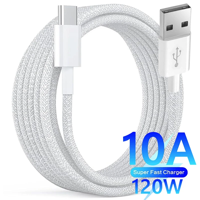 Cargador rápido Universal 10A PD USB A a tipo C 120W Cable de carga rápida para iPhone 16 15 Pro Max iPad Macbook Cable de transferencia de datos