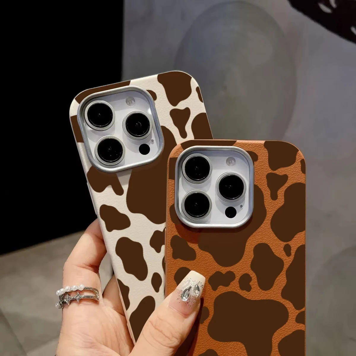 Para iPhone 17 funda de teléfono con estampado de vaca marrón patrón de lichi para iPhone 17 16 Pro Max 15 14 13 12 11 XS Max X XR 17 Air Cover - imagen 4