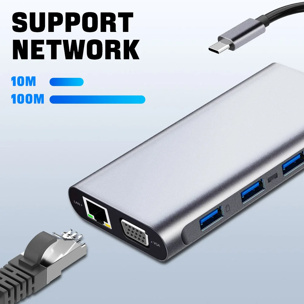 HUB USB 3,0 4K 30Hz tipo C a HDMI, Adaptador 11 en 1 compatible con SD/TF, HUB PD 87W, divisor USB 3,0 para MacBook Pro Air - imagen 3