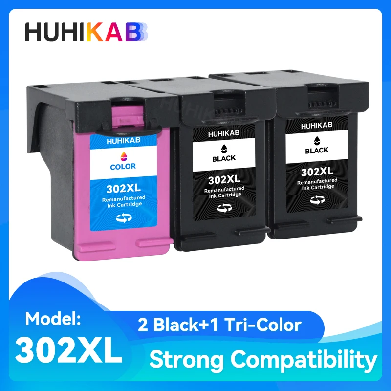 HUHIKAB 302XL cartuchos de tinta de repuesto para HP 302 para HP302 XL cartucho de tinta para impresora Deskjet 1110 1111 1112 2130 2131