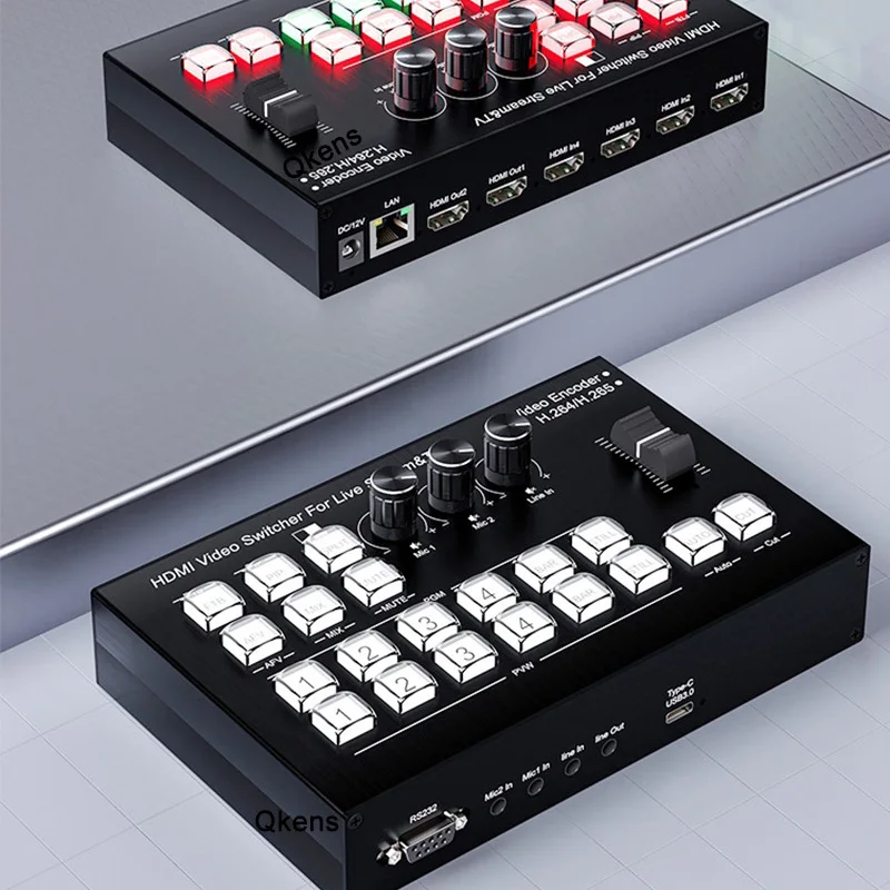 Conmutador mezclador de vídeo HDMI de 4 canales H.265 para transmisión en vivo multicámara con codificador de transmisión en vivo grabación de captura de vídeo RS232 - imagen 2