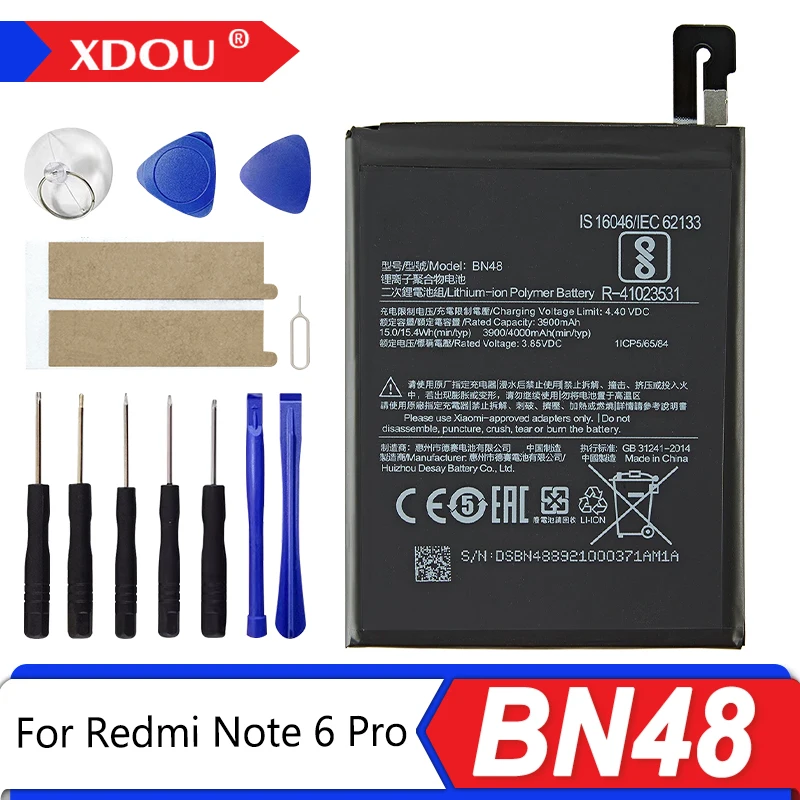 Nueva batería BN48 de 4000mAh para Xiaomi Redmi Note 6 Pro, batería de teléfono BN48 de alta calidad + herramientas gratuitas
